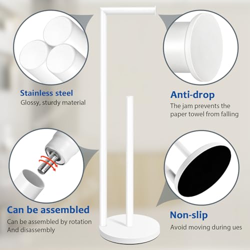 Batoliet Toilet Paper Holder Stand, Bathroom Toilet Paper Roll Holder Stand with Reserve, Standing Toilet Paper Holder with Storage,Toilet Paper Roll Holder for 4 Rolls, White - Image 3