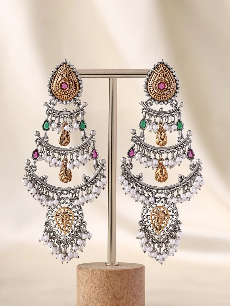 Priyaasi Oxidized Contemporary Chandbalis Earrings