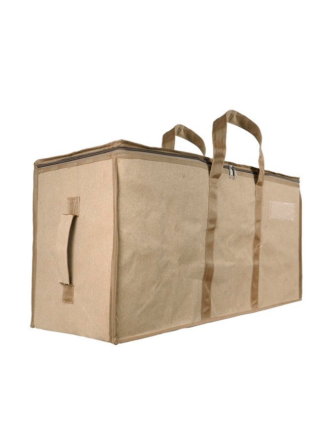 Storite Multi-Purpose Heavy Duty Moisture Proof 90 Litres Canvas Super-Size Jumbo Underbed Storage Bag/Toys/Blankets/Stationery Paper/Clothes Storage Bag (87x38x26 cm), Cream - Image 1