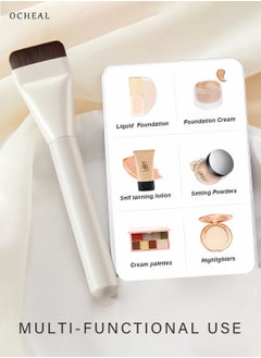 OCHEAL Flat Foundation Brush for Liquid Makeup,Ultra Thin Liquid Foundation Brush Premium Makeup Face Brush for Blending, Cream, Thin Foundation Brush Makeup Tool Face Foundation Flat Brush-white  - Image 3