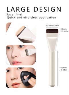 OCHEAL Flat Foundation Brush for Liquid Makeup,Ultra Thin Liquid Foundation Brush Premium Makeup Face Brush for Blending, Cream, Thin Foundation Brush Makeup Tool Face Foundation Flat Brush-white  - Image 2