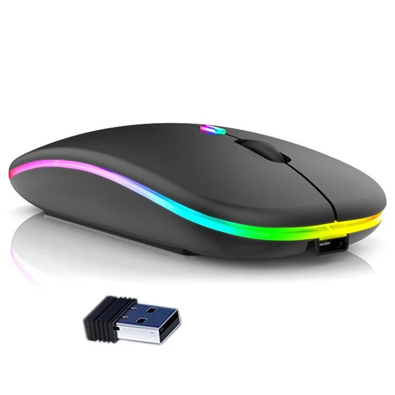 Y&D Mini Ultra-Thin Silent Click LED Wireless Mouse, 2.4GHz Rechargeable Gaming Mouse for Laptop Computer - Image 2
