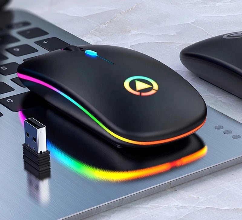 Y&D Mini Ultra-Thin Silent Click LED Wireless Mouse, 2.4GHz Rechargeable Gaming Mouse for Laptop Computer - Image 4