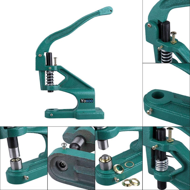 klarako Hand Press Grommet Machine, Heavy Duty Industrial Grommet Eyelet Tool Kit Table Mount Rivet Press Hole Punch Tool with 3 Dies and 900 Grommets - Image 3