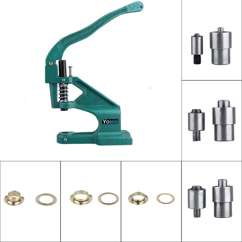 klarako Hand Press Grommet Machine, Heavy Duty Industrial Grommet Eyelet Tool Kit Table Mount Rivet Press Hole Punch Tool with 3 Dies and 900 Grommets - Image 4