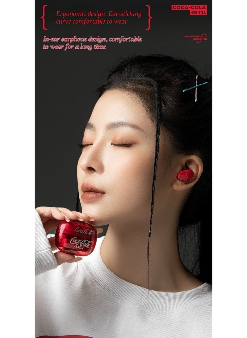 كوكا كولا سماعات رأس كوكا كولا T11 بلوتوث -اللاسلكية، الرياضية المناسبة، العالمية لكل من الرجال والنساء، مع وظيفة الحد من الضوضاء - Image 3