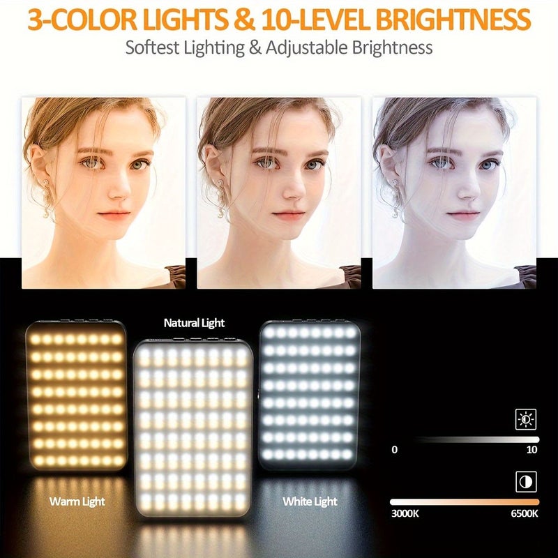 Black Magnetic Selfie Ring Light Rechargeable Clip On for Phone Laptop Tablet Video - Image 5