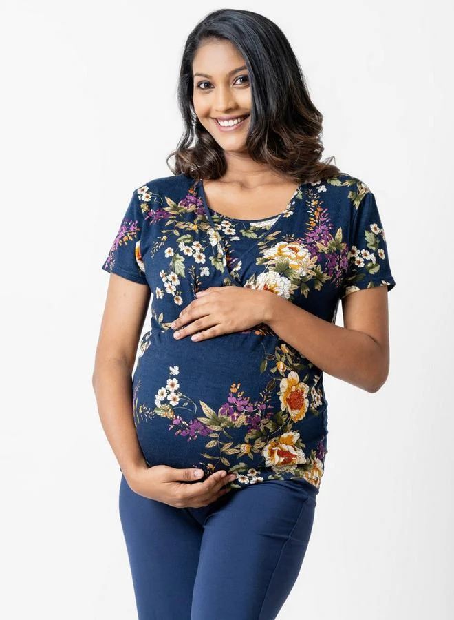 Aadaraya Aadaraya Floral Print Maternity Top and Pyjama Set
