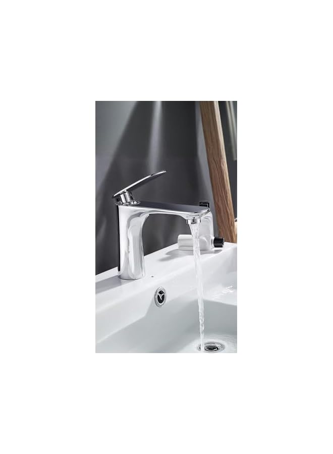 The Bros Upgrade Your Bathroom with a Modern White Bathroom Faucet - Hot/Cold Sink Mixer, Deluxe Design in Silver - Image 4
