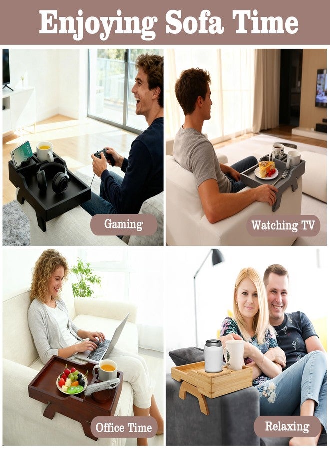 GHKINMAL Couch Cup Holder Tray, 15.4"x9.9" Large 4 in 1 Couch Armrest Table with 360°Rotated Phone Holder, Non-Slip Clip on Side Table for Drinks/Remote/Snacks, Ideal Gift for Husband, Wife, Parents - Image 5