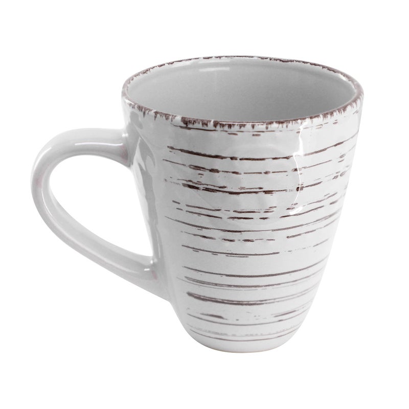 Elama Malibu Calcite 16-Piece Stoneware Embossed Pattern Reactive Glaze Light Gray Dinnerware Set, Tableware, Serveware Set (Calcite Gray) - Image 5