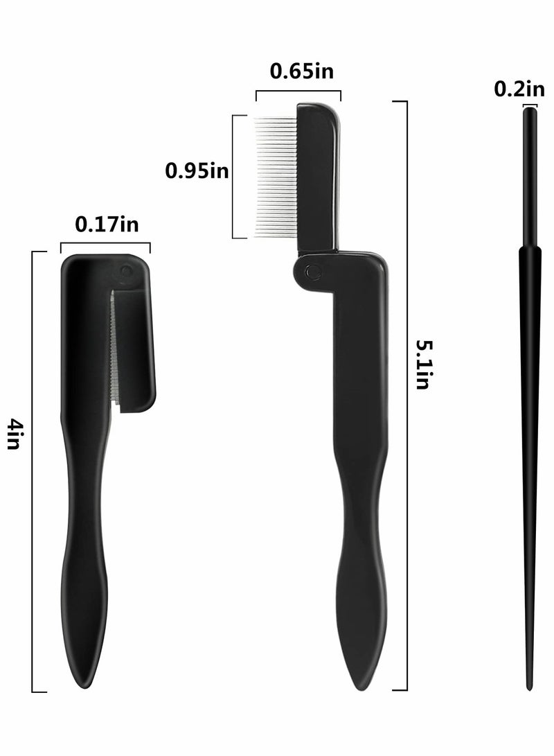 Portable Folding Eyelash Comb Set - 2 Pack, Perfect for Travel & Quick Touch-Ups, Sleek Black Design - Image 2