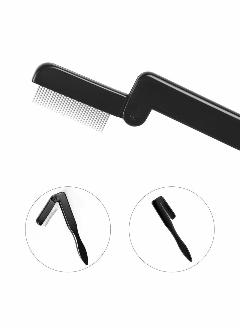 Portable Folding Eyelash Comb Set - 2 Pack, Perfect for Travel & Quick Touch-Ups, Sleek Black Design - Image 4