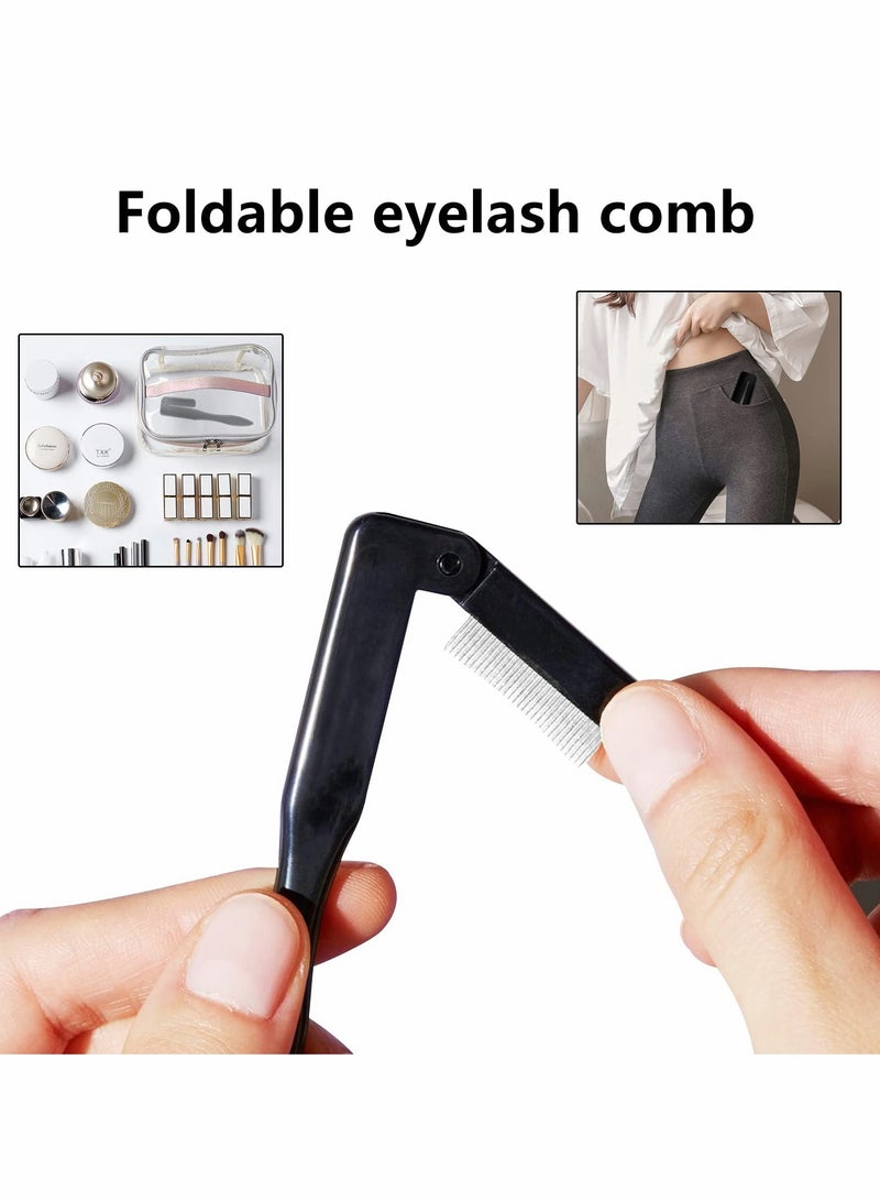 Portable Folding Eyelash Comb Set - 2 Pack, Perfect for Travel & Quick Touch-Ups, Sleek Black Design - Image 3