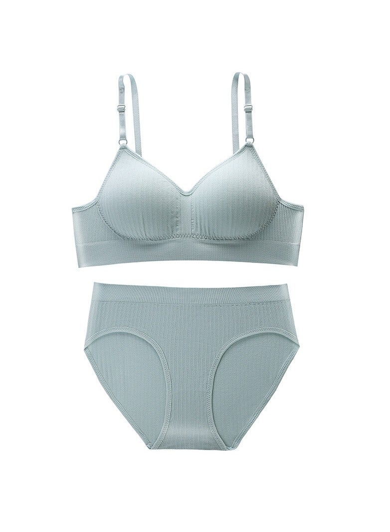 Seamless Padded Cotton Bra No Steel Ring Female Bra and Panty Set