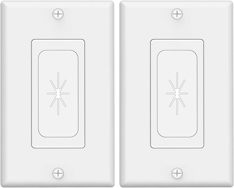 VCELINK Wall Plate Cable Pass Through, Single Gang Decorator Wall Plate Cover, Flexible Rubber Wall Grommets Insert for Low Voltage Cables, Wall Mount TV, Home Theater System, 2-Pack, White - Image 1