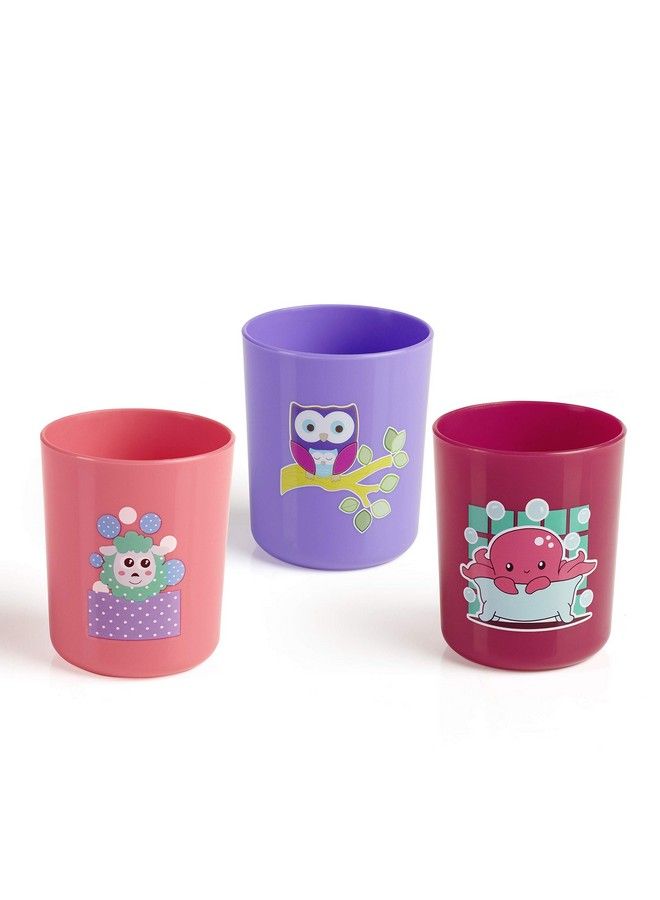 Beebaby Boo Boo Cup For Kids 100% Bpa Free Training Cup Set For Baby;Toddlers Unbreakable 3Pcs Baby Tumbler Glass Set 240 Ml 8 Oz.(Pink & Violet 18M+) - Image 1