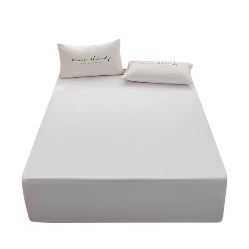 rushrushlulu Bedding Twin Size Fitted Sheet Only-Twin Size Deep Pocket Bottom Fitted Sheet Fits 15inches Bed Matress Sheet Soft and Microfiber Easy Care-White - Image 1