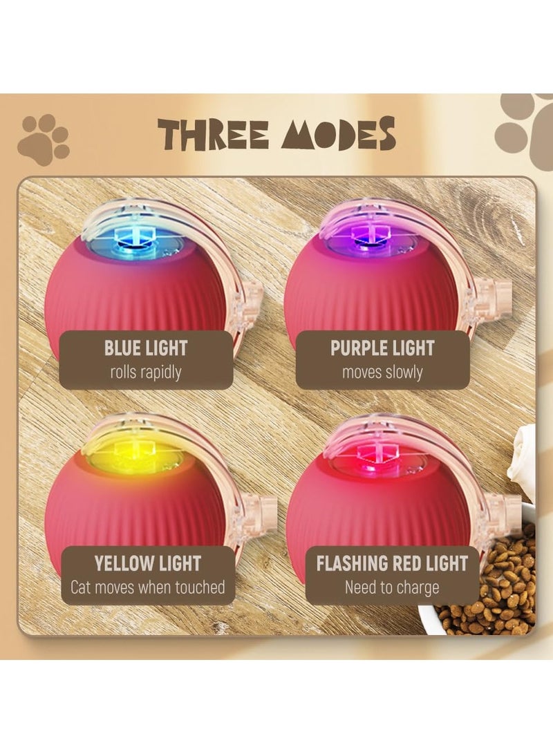 Interactive Rolling Dog Ball, 2024 Upgraded Rolling Ball Dog Toy Interactive Cat Toys Automatic Cat Toy Self Moving Dog Toys, 360° Automatic Rolling Ball Toy Electric Dog Balls for Dog/Cat (Red) - Image 3