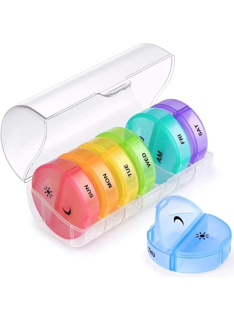 Weekly Pill Organizer, Large Daily Pill Box, Am Pm Pill Case, 7 Day 2 Times A Day, Easy to Open, Quickly Identify, Portable Design, for Vitamin, Fish Oil, Supplements - Image 1