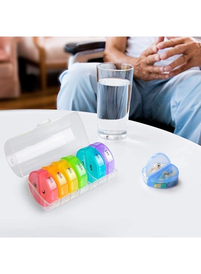 Weekly Pill Organizer, Large Daily Pill Box, Am Pm Pill Case, 7 Day 2 Times A Day, Easy to Open, Quickly Identify, Portable Design, for Vitamin, Fish Oil, Supplements - Image 3