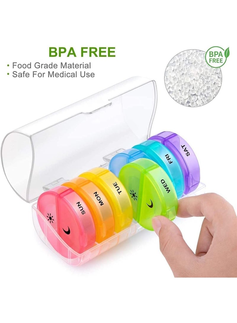 Weekly Pill Organizer, Large Daily Pill Box, Am Pm Pill Case, 7 Day 2 Times A Day, Easy to Open, Quickly Identify, Portable Design, for Vitamin, Fish Oil, Supplements - Image 4