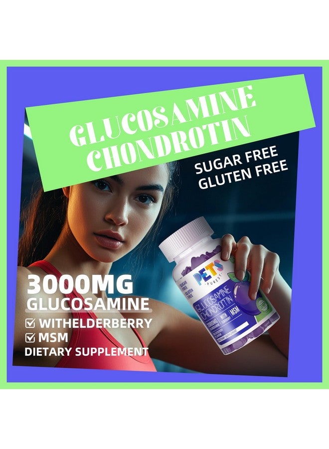 Pets Purest جلوكوزامين كوندروايتين جومي مع MSM و إلدربيري - دعم المفاصل، مكمل دعم المناعة المضاد للأكسدة للبالغين، الرجال والنساء. 60 جومي بالتوت الأزرق - Image 3