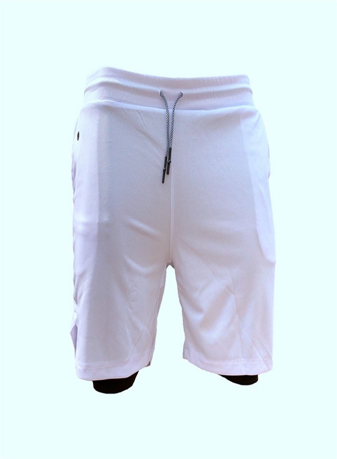 Loquat Men's 2-in-1 Quick Drying Casual Fitness Shorts White  - Image 3