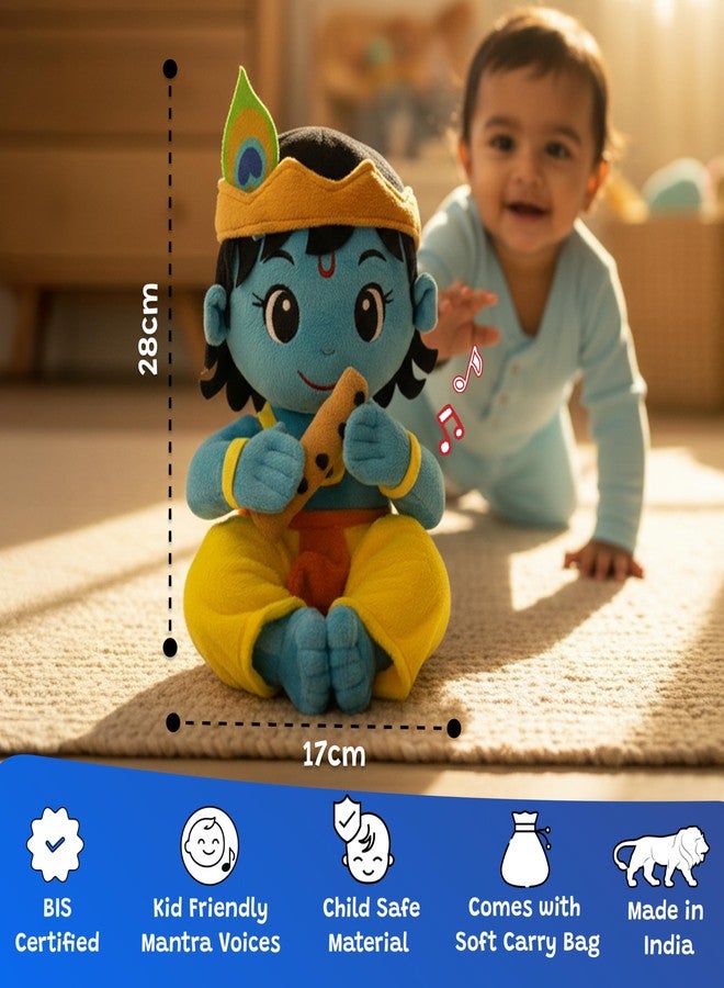 WonderBuddy دمية كريشنا الصغيرة الموسيقية من وندربادي، مع 8 ترانيم وأدعية، هدية مثالية للأطفال الرضع والصغار (متوسط - 28 سم). - Image 4