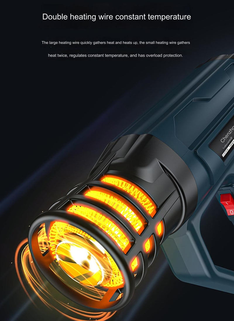 Sharpdo Hot Air Gun, Heat Gun2-Speed Wind Speed Adjustment, Suitable for Car Wrapping 2500W 50℃-550℃ Digital Display  - Image 4