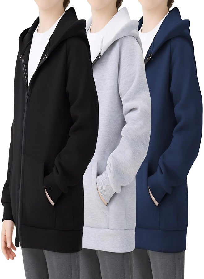 VOGRYE 3 Packs Baby and Toddler Boys Long Sleeve Full-Zip Hoodies Infant Fleece Hooded Sweatshirts Jacket with Pouch Pockets - Image 1