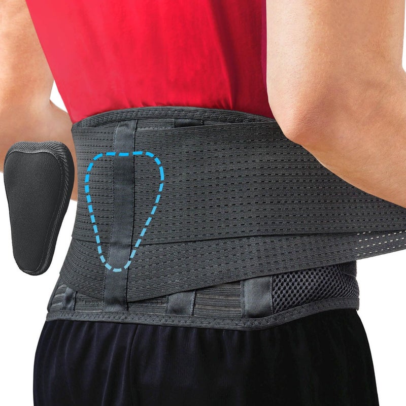 Sparthos Back Brace for Lower Back Pain - SIZE X-LARGE: Fits 52"-59" Waist (Measure at Navel - See Sizing Chart) â€“ Relief from Sciatica, Herniated Disc - Support Belt with Lumbar Pad - Men & Women - Image 1