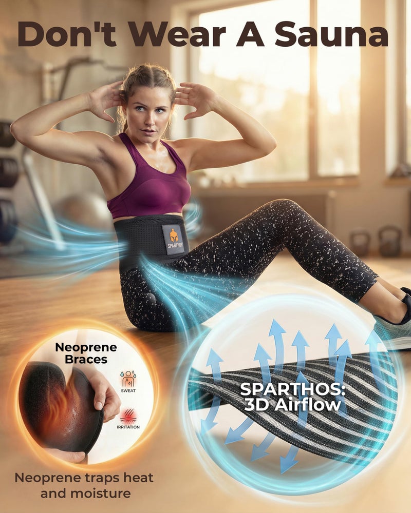 Sparthos Back Brace for Lower Back Pain - SIZE X-LARGE: Fits 52"-59" Waist (Measure at Navel - See Sizing Chart) â€“ Relief from Sciatica, Herniated Disc - Support Belt with Lumbar Pad - Men & Women - Image 4