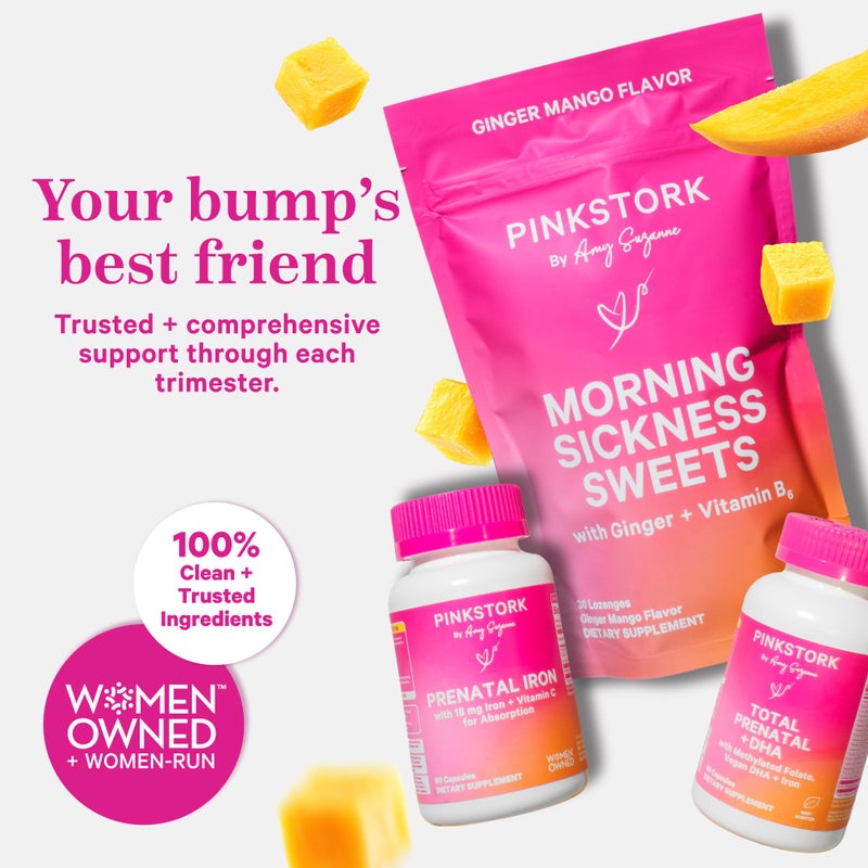 Pink Stork Morning Sickness Sweets, Organic Mango Ginger Candy with Vitamin B6 for Morning Sickness, Motion Sickness, Prenatal Heartburn - Pregnancy Must Haves - 30 Wrapped Drops - Image 5