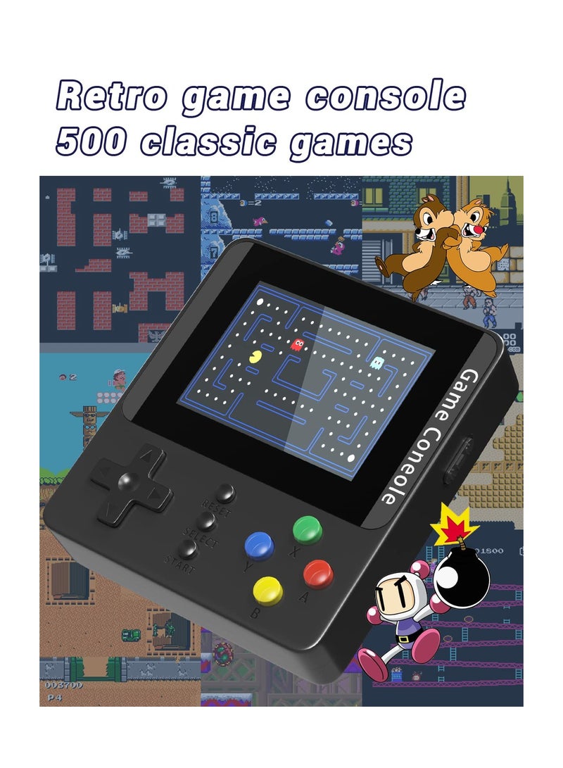 Excefore Handheld Game Console, Retro Mini Game Console with 500 Classic Games, Rechargeable Battery, Portable Games Controller, Support for 2 Players & TV, Ideal Gift for Kids, Friend, Lover (Black) - Image 4