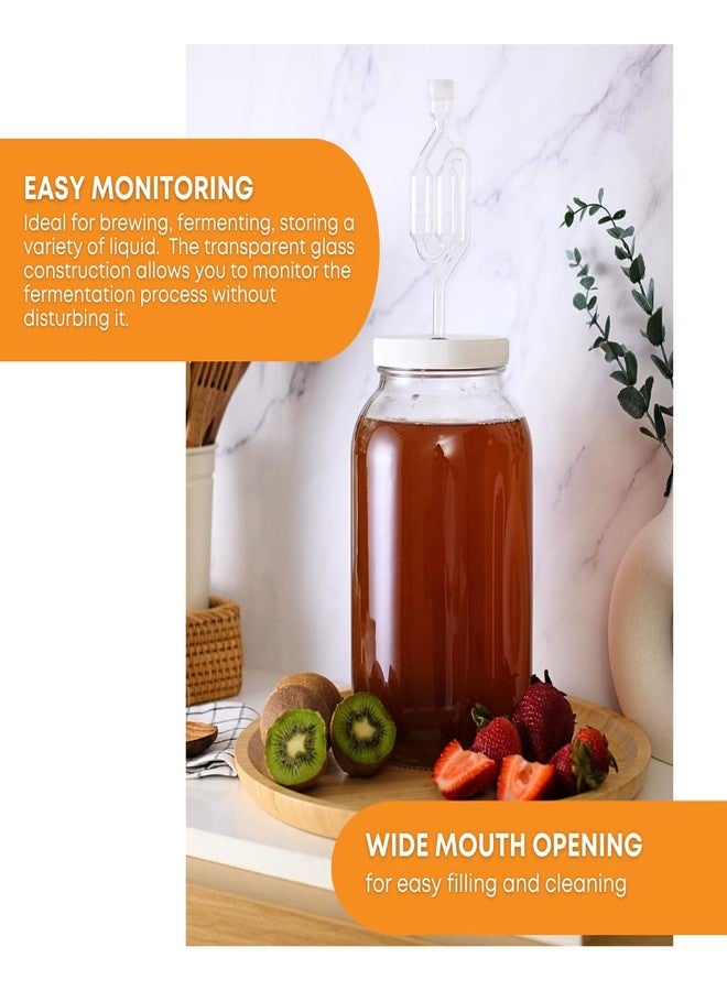FastRack 1 Gallon Mason Jar Wide Mouth & Twin Bubble Airlock (Pack of 2) | for Fermentation, Pickling, Brewing & Dry Storage - BPA-Free One Gallon Glass Jar with Lid - Image 3