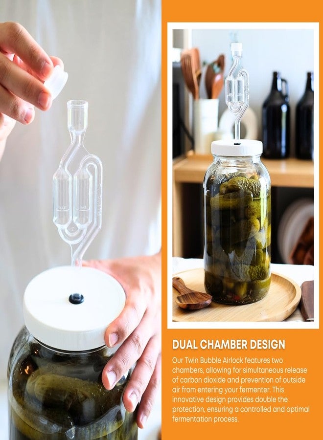 FastRack 1 Gallon Mason Jar Wide Mouth & Twin Bubble Airlock (Pack of 2) | for Fermentation, Pickling, Brewing & Dry Storage - BPA-Free One Gallon Glass Jar with Lid - Image 2