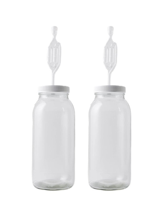 FastRack 1 Gallon Mason Jar Wide Mouth & Twin Bubble Airlock (Pack of 2) | for Fermentation, Pickling, Brewing & Dry Storage - BPA-Free One Gallon Glass Jar with Lid - Image 1