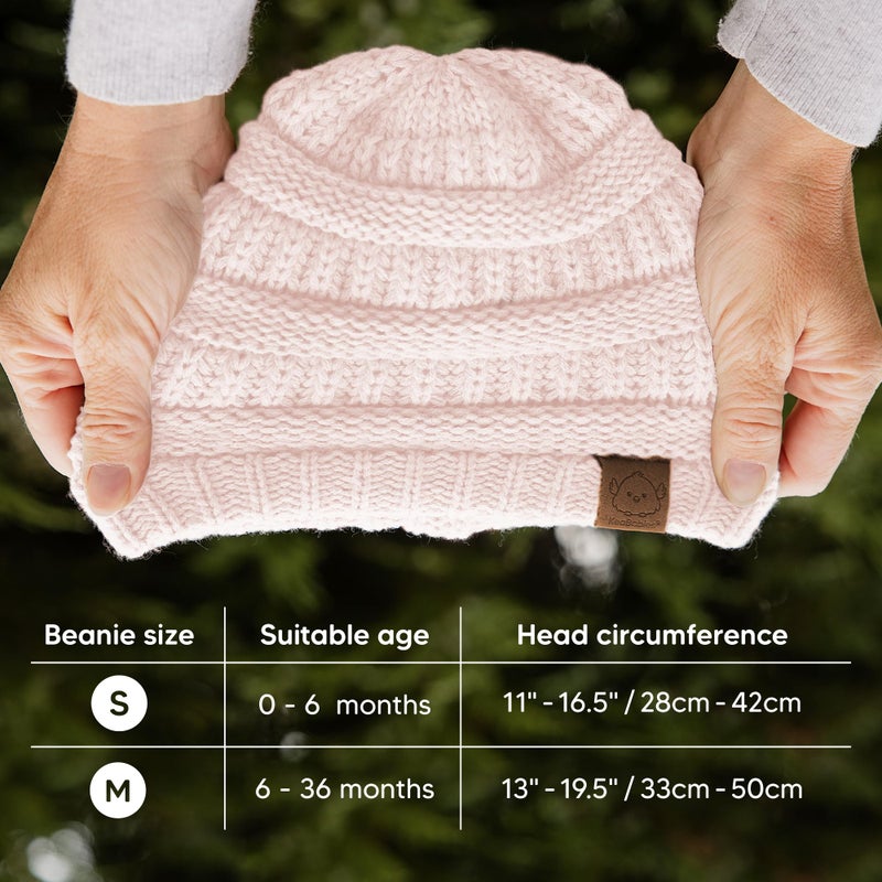 KeaBabies 3-Pack Baby Beanies for Boys, Girls - Stretchy Knit Baby Hats, Cute Newborn & Toddler Winter Hat, Soft & Warm Infant Beanie 6-36 Months (Sweet Pea, M) - Image 5