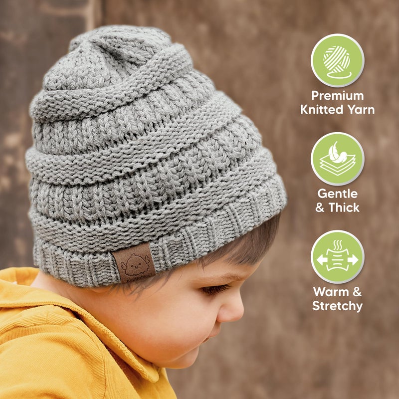 KeaBabies 3-Pack Baby Beanies for Boys, Girls - Stretchy Knit Baby Hats, Cute Newborn & Toddler Winter Hat, Soft & Warm Infant Beanie 6-36 Months (Sweet Pea, M) - Image 4