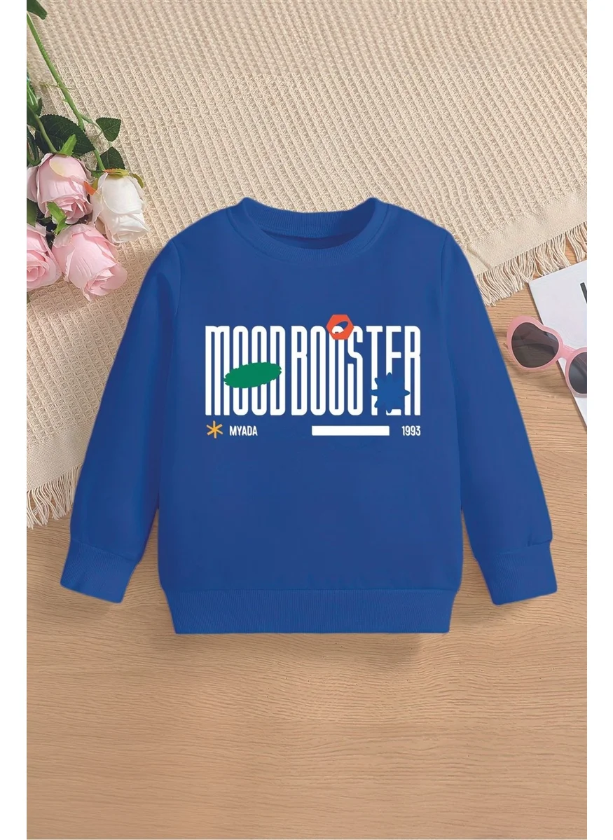 Myada Moodbooster 1993 Printed Oversize Hooded Kids Sweatshirt with Polar Fleece Inside 15640