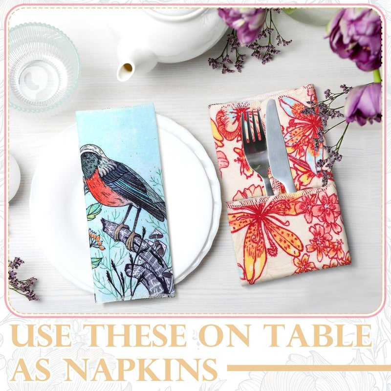 Noveread 36 Pack Bird Reusable Cleaning Cloths Washable Cotton Kitchen Towels for Home(Multicolor) - Image 3