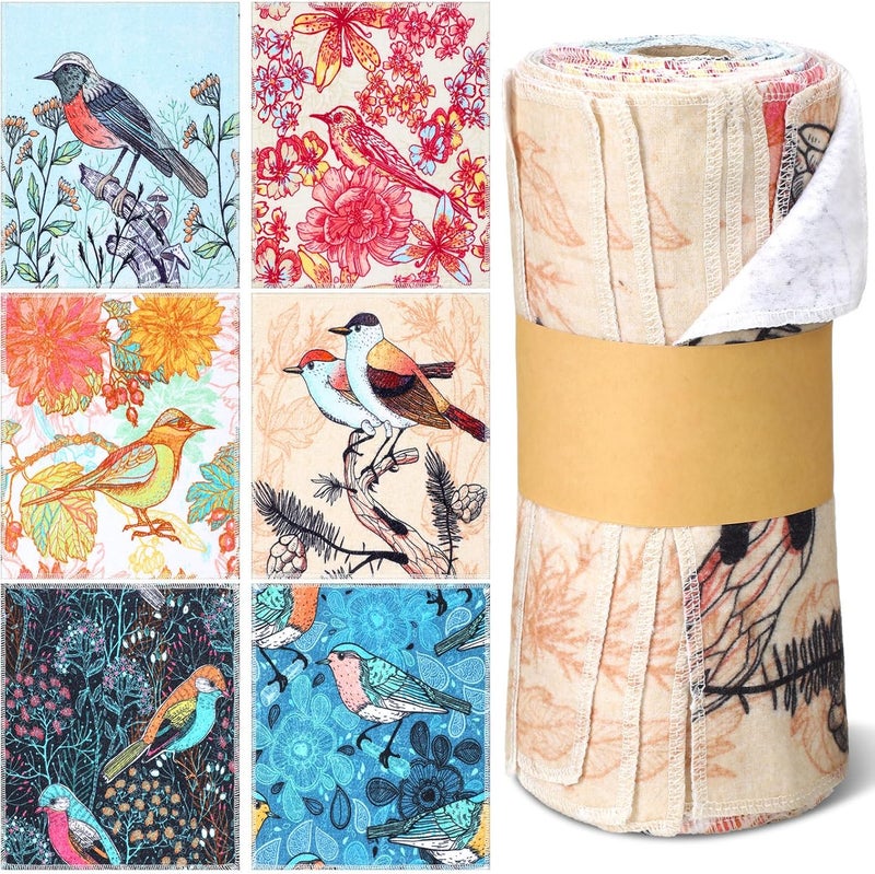 Noveread 36 Pack Bird Reusable Cleaning Cloths Washable Cotton Kitchen Towels for Home(Multicolor) - Image 1
