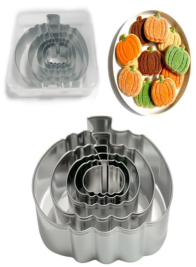 VTUGP Pumpkin Cookie Cutters Set with Box, 5Pcs Large to Tiny Size - 3.94'', 2.95'', 2.05'',1.57'', 1.18'', Stainless Steel Fondant Biscuit Mold for Halloween Fall Thanksgiving Day Holiday Party Decoration - Image 3