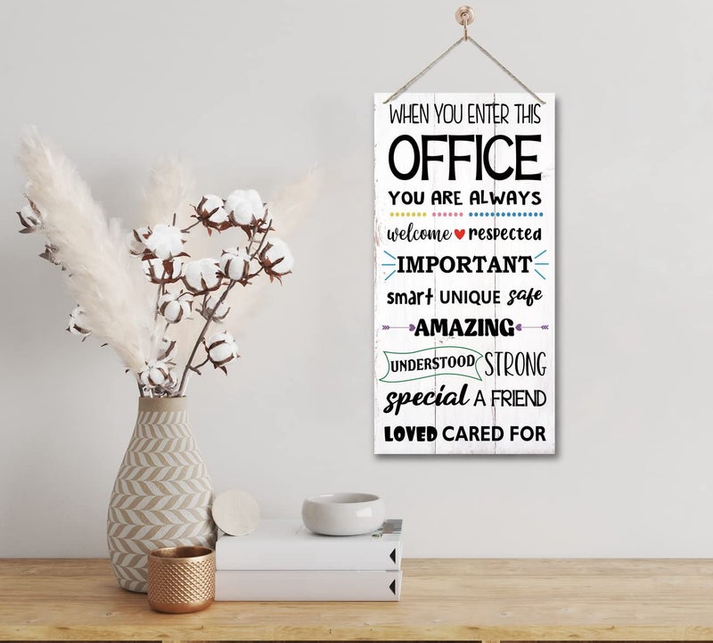 Gkwa Motivational Office Signs Decor, When You Enter This Office, Hanging Wood Sign Office Décor, Rustic Office Décor, Office Art Wall Sign, Human Resources Office Decor, School Counselor Office Décor - Image 4