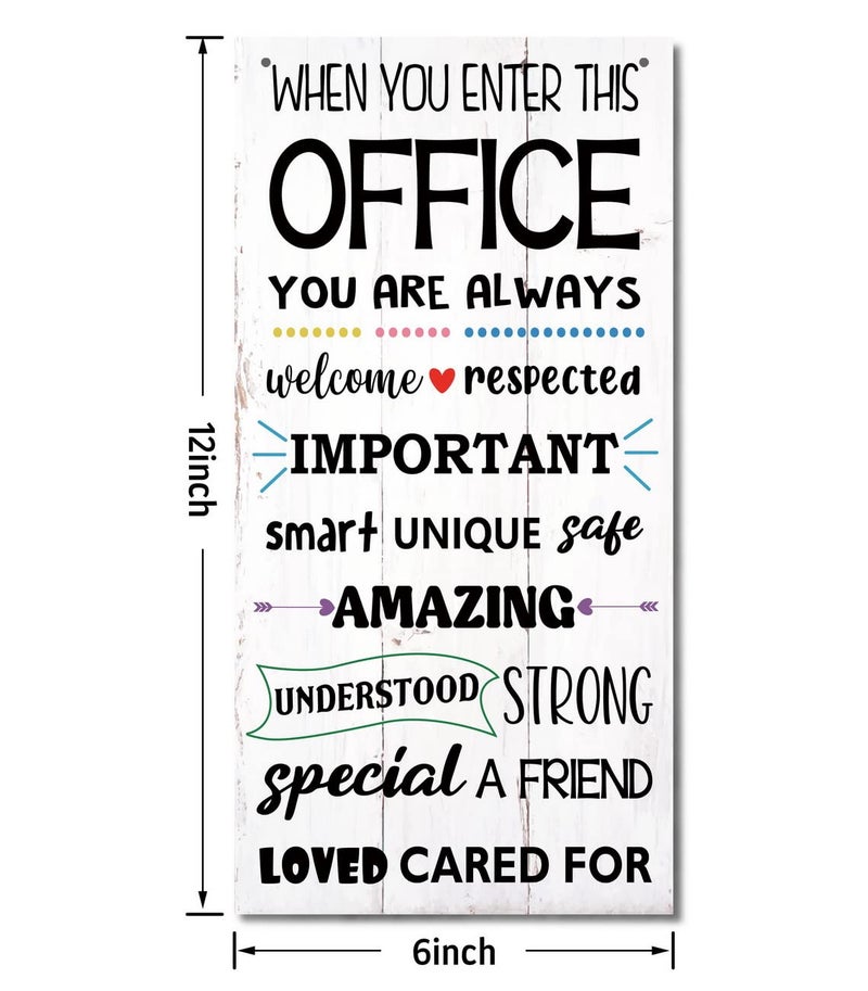 Gkwa Motivational Office Signs Decor, When You Enter This Office, Hanging Wood Sign Office Décor, Rustic Office Décor, Office Art Wall Sign, Human Resources Office Decor, School Counselor Office Décor - Image 2