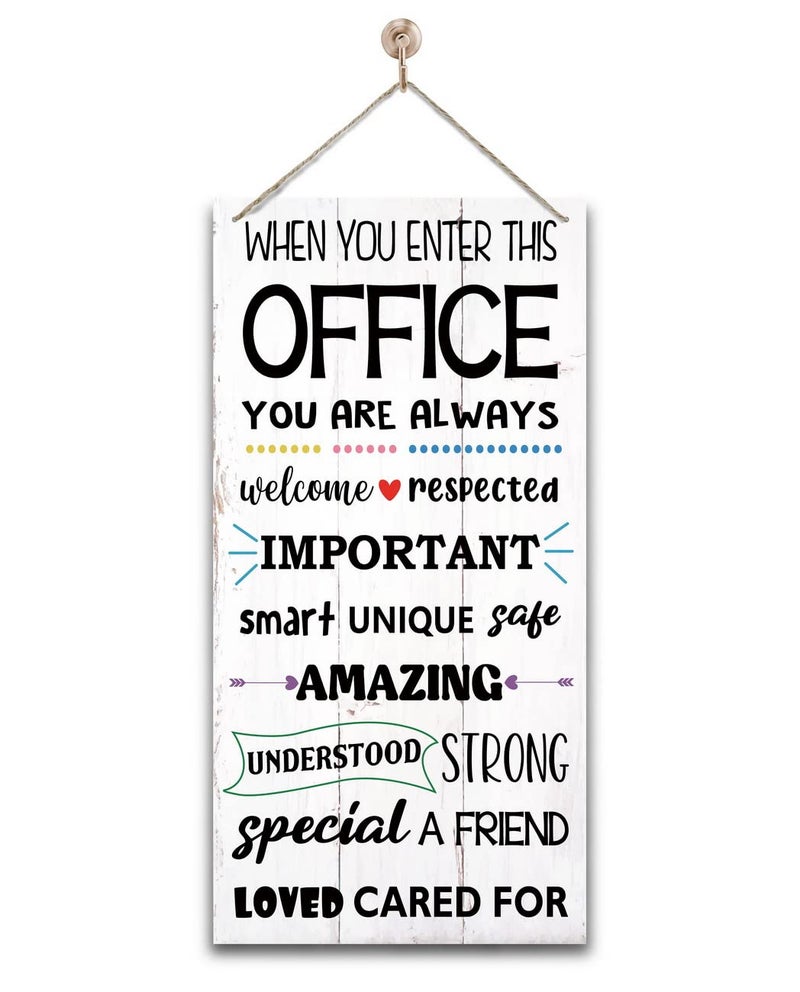 Gkwa Motivational Office Signs Decor, When You Enter This Office, Hanging Wood Sign Office Décor, Rustic Office Décor, Office Art Wall Sign, Human Resources Office Decor, School Counselor Office Décor - Image 1