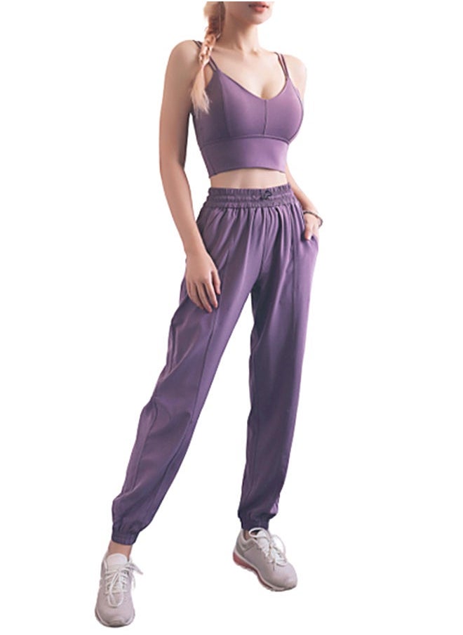 NIBEMINENT Solid Ribbed Joggers Purple  - Image 1