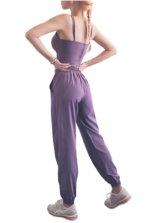 NIBEMINENT Solid Ribbed Joggers Purple  - Image 2