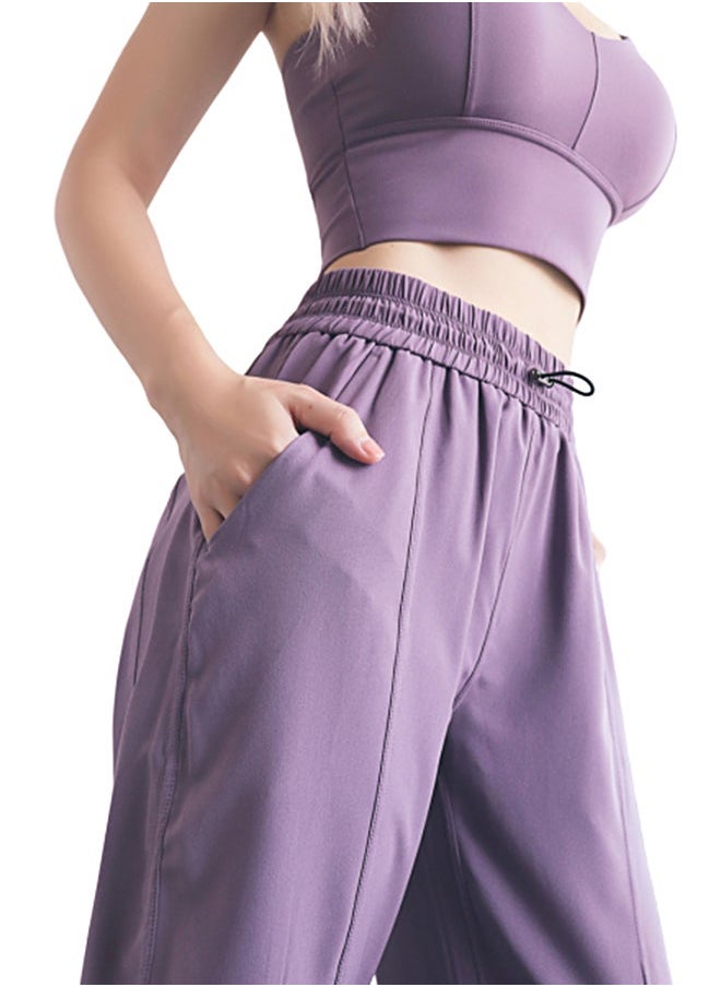 NIBEMINENT Solid Ribbed Joggers Purple  - Image 3